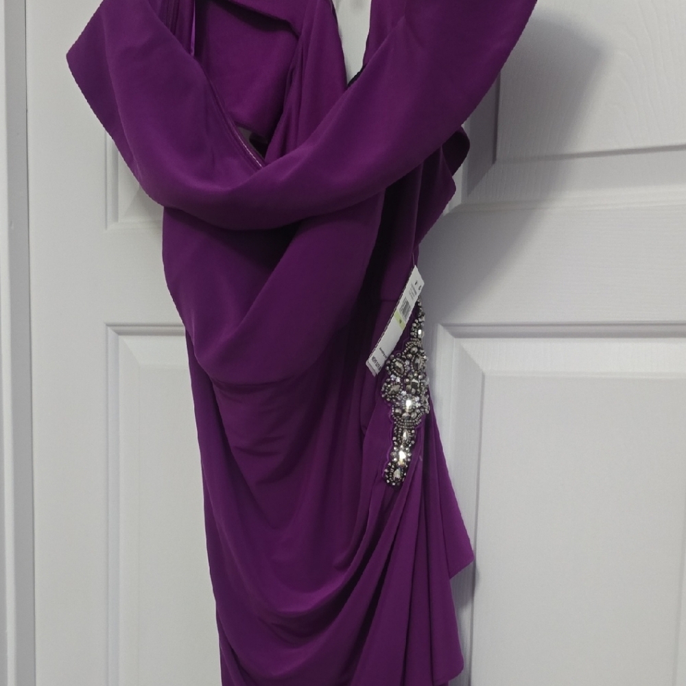 Purple Draped Dress with Embellishment